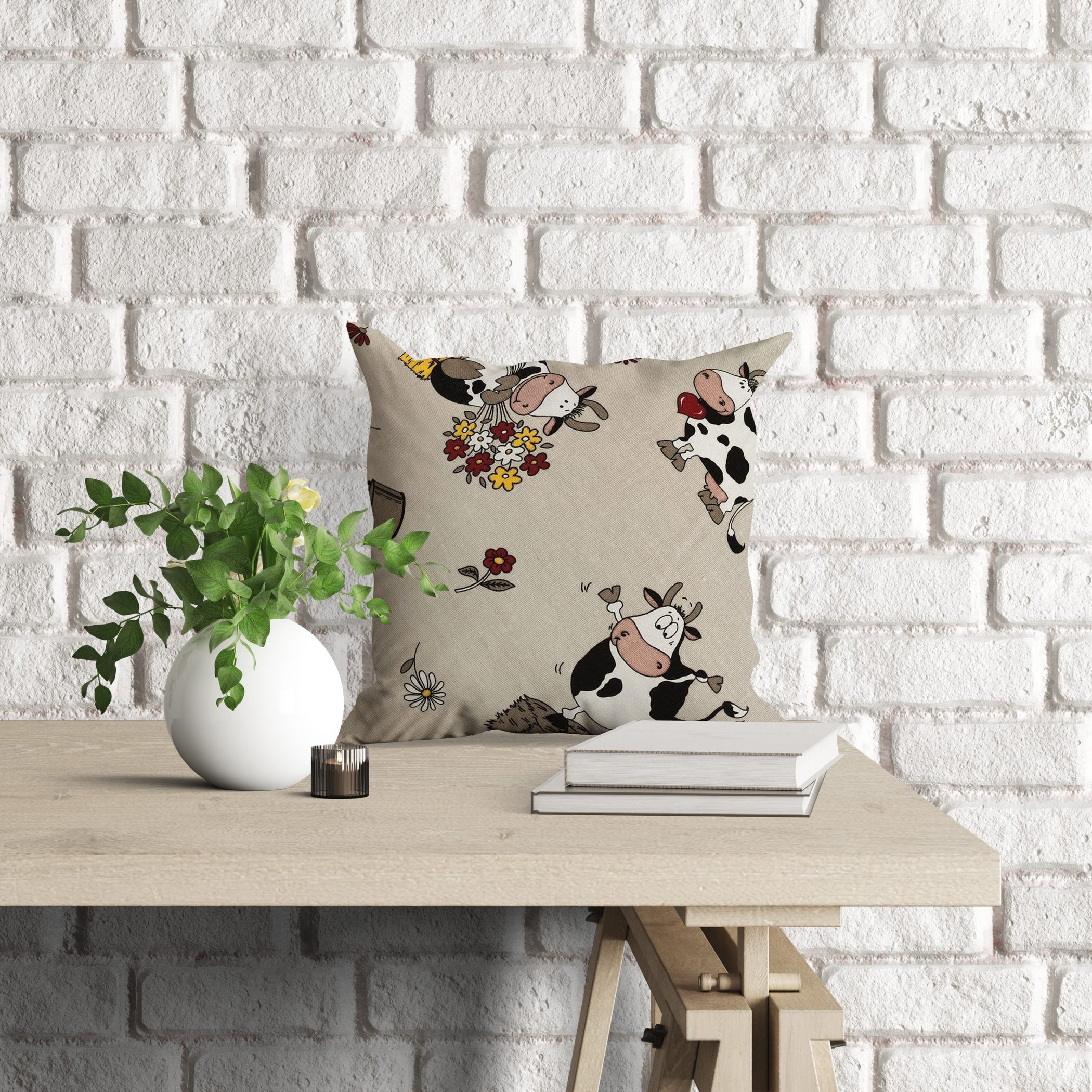 Декоративна калъфка Кравички, 45х45 см.